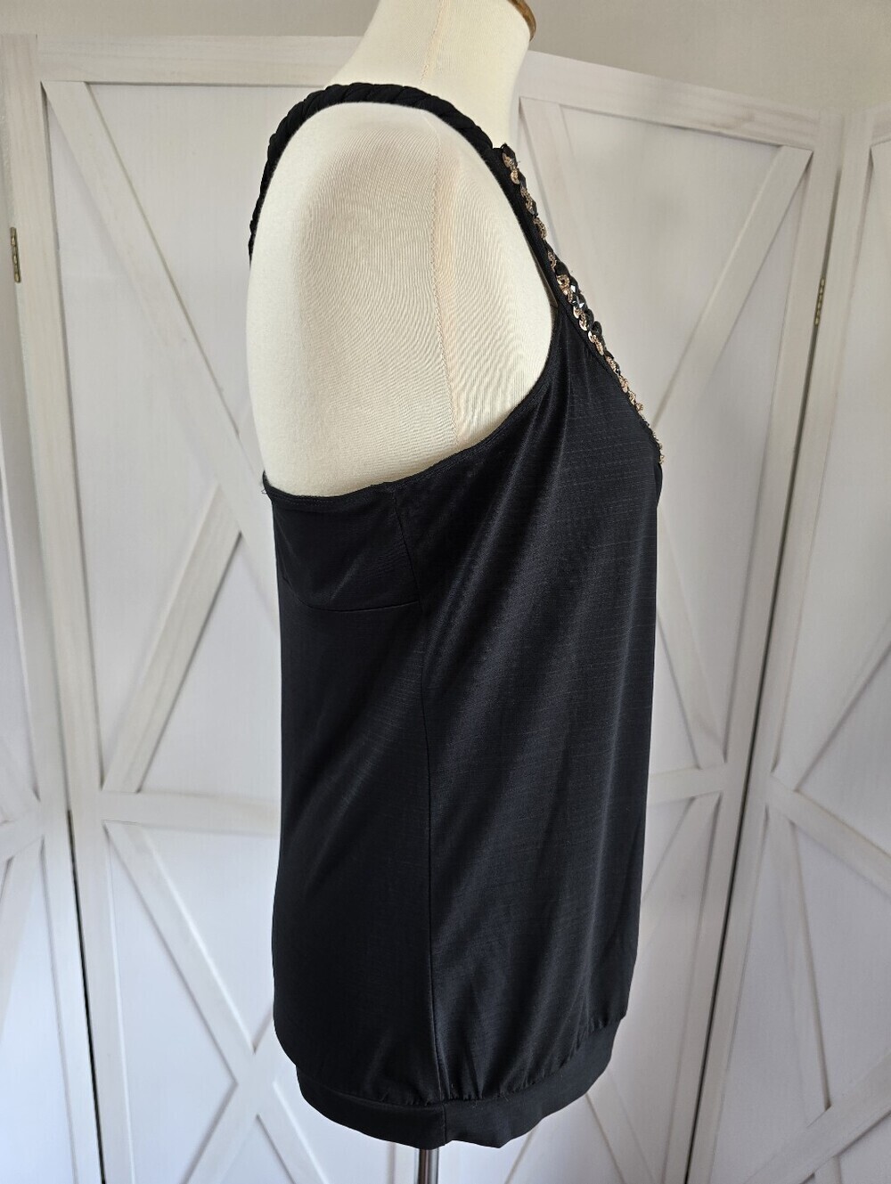 Six Degrees Of Separation Women's Black Embellished Tank Top with Gold Accents - Picture 6 of 11